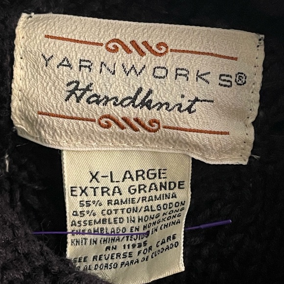 Yarndworks Chunky Handknit Mock Neck Black Sweater - Picture 5 of 8